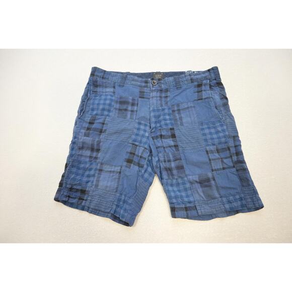J Crew Classic Fit Khaki Chino Shorts Madras Patched Plaid 8" INS Mens Size 31 - Picture 1 of 5